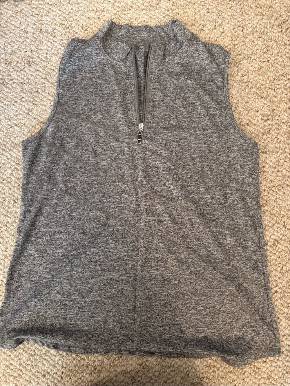 Sleeveless Heather Gray Quarter-Zip performance top